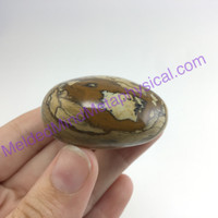 MeldedMind Natural Picture Jasper Puffed Heart 1.73in 44mm Brown Tan Stone 011