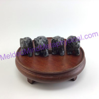 MeldedMind Black Moonstone Elephant 1.42in-1.53in 36mm-39mm Blue Pearl Larvikite