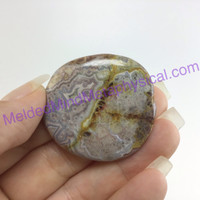 MeldedMind Crazy Lace Agate Palm Stone 1.65in 41mm Laughter Stone Happy Lace 085