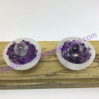 MeldedMind Protective Healing Anti-Stress Love Amethyst Mini Selenite Bowl 007