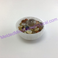 MeldedMind (1) Protection Strength Creativity Agate Chips in Selenite Bowl 008