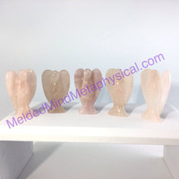 MeldedMind One (1) Rose Quartz Crystal Carved Angel 2.02in 51mm Heart Love 605