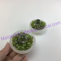 MeldedMind One (1) Healing & Cleansing Peridot Chips in Mini Selenite Bowl 010