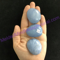 MeldedMind One (1) Angelite Palm Stone 1.5in 43-45mm Worry Calm Pocket Peru 652