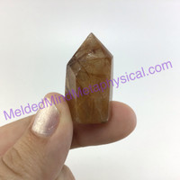 MeldedMind Small Rutilated Quartz Obelisk 1.24in 12g Rutile Point Rainbow 037