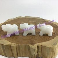 MeldedMind One (1) Polished White Quartz Elephant Home Decor Animal 160