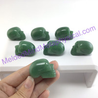 MeldedMind One (1) Green Aventurine Skull 1.44in 36mm Altar Decor Carving 002