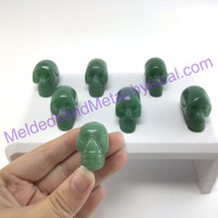 MeldedMind One (1) Green Aventurine Skull 1.44in 36mm Altar Decor Carving 002