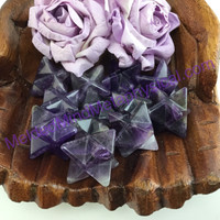 MeldedMind One (1) Amethyst Merkaba .97 in - 1in Purple Carving Healing 039