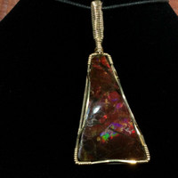 MeldedMind Wire Wrapped Ammolite Pendant Hand Crafted by Artist Fred Tunderman