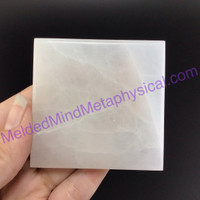 MeldedMind Polished Satin Spar Selenite Square 2.5x2.5x.5in Energy Cleanser 157