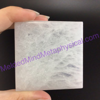 MeldedMind Polished Satin Spar Selenite Square 2.5x2.5x.5in Energy Cleanser 160