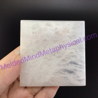 MeldedMind Polished Satin Spar Selenite Square 2.5x2.5x.5in Energy Cleanser 160