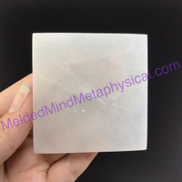 MeldedMind Polished Satin Spar Selenite Square 2.5x2.5x.5in Energy Cleanser 7