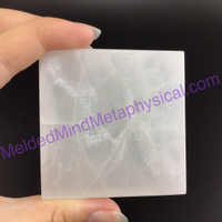 MeldedMind Polished Satin Spar Selenite Square 2.5x2.5x.5in Energy Cleanser 10