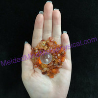 MeldedMind One (1) Carnelian Chips & Clear Quartz Sphere in Spar Selenite Bowl 9