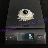 MeldedMind One (1) Quartz Chips & Black Obsidian Sphere in Spar Selenite Bowl 97