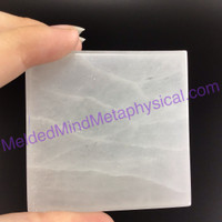 MeldedMind Polished Satin Spar Selenite Square 2.5x2.5x.5in Energy Cleanser 166