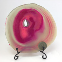 MeldedMind Dyed Pink Agate Sliced with Druzy 5.50in Mineral 081