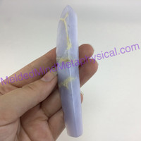 MeldedMind Natural Polished Blue Chalcedony Wand 4.36in Freeform Artist 666