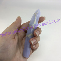 MeldedMind Natural Polished Blue Chalcedony Wand 4.36in Freeform Artist 666