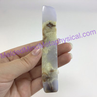MeldedMind Natural Polished Blue Chalcedony Wand 4.37in Freeform Artist 670