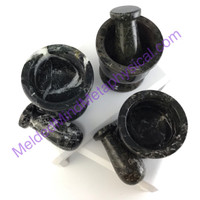 MeldedMind 2.5in Black Zebra Marble Mortar & Pestle Cooking Herb Grinder 110