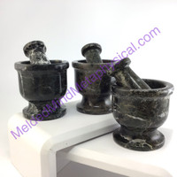 MeldedMind 2.5in Black Zebra Marble Mortar & Pestle Cooking Herb Grinder 110