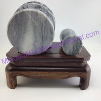 MeldedMind 4in Grey Gray Marble Mortar & Pestle Herb Grinding Holistic Cook 101