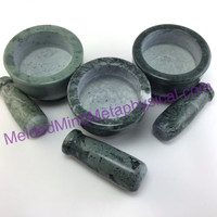 MeldedMind 4in Green Marble Mortar & Pestle Herb Grinding Holistic Cook 149