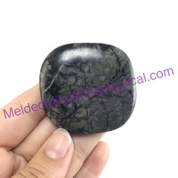 MeldedMind Spider Web Jasper Palm 1.89in Stone Smooth Black Lines Pocket 106