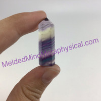 MeldedMind Multicolor Rainbow Fluorite Obelisk 1.18in Purple Bands Décor 703