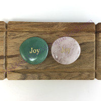 MeldedMind One (1) Engraved "Joy" Word Palm Wishing Stone 379