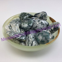 MeldedMind One (1) Tree Agate Tumble 3 sizes Natural Green and White Crystal 036