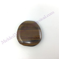 MeldedMind Tiger Iron Palm Smooth Worry Stone 1.81in Natural Brown Crystal 807