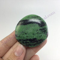 MeldedMind African Ruby Zoisite Palm Stone 1.64in Natural Green Crystal 733