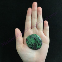 MeldedMind African Ruby Zoisite Palm Stone 1.75in Natural Green Crystal 747