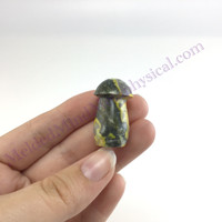 MeldedMind Bumblebee Jasper Mushroom Carving 1.18in Natural Yellow Crystal 006