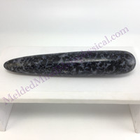 MeldedMind Large Gabbro Massage Therapy Wand 6.08in Natural Black Crystal 309