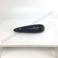 MeldedMind Indigo Gabbro Massage Therapy Wand 3.49in Natural Black Crystal 314