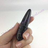 MeldedMind Indigo Gabbro Massage Therapy Wand 3.01in Natural Black Crystal 318