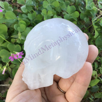 MeldedMind Handcarved White Clear Quartz Skull 3.2in Crystal Skull Decor 305