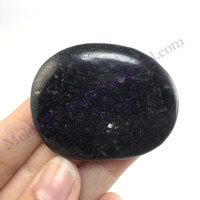 MeldedMind Nuummite Palm Smooth Stone 1.77in Natural Black Crystal 721