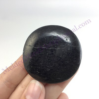 MeldedMind Nuummite Palm Smooth Stone 1.65in Natural Black Crystal 736