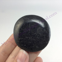 MeldedMind Nuummite Palm Smooth Stone 1.65in Natural Black Crystal 736