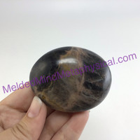 MeldedMind Black Moonstone Palm Stone 2.43in Natural Gallet Crystal 193