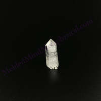 MeldedMind Tourmalinated Quartz Obelisk 1.54in Natural Black & White Crystal 014