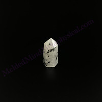 MeldedMind Tourmalinated Quartz Obelisk 1.54in Natural Black & White Crystal 015