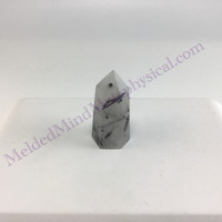 MeldedMind Tourmalinated Quartz Obelisk 1.54in Natural Black & White Crystal 015