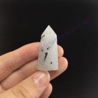 MeldedMind Tourmalinated Quartz Obelisk 1.54in Natural Black & White Crystal 015